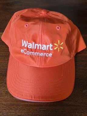 Walmart Baseball Cap Hat Men's Adjustable Orange Yellow Spark Logo Employee
